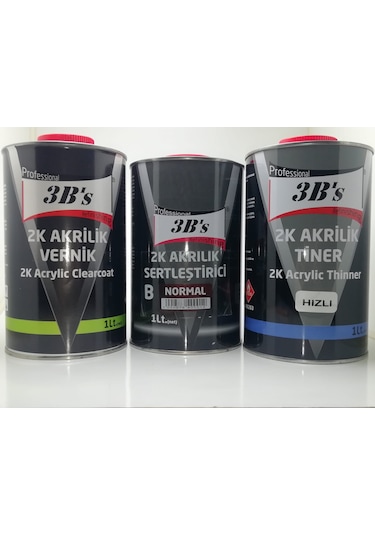 3BS 2K Akrilik Vernik+Sertleştirici+ Tiner Takım 1Lt