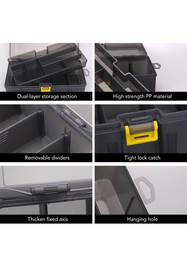 Aubyhe Yüksek Dayanıklı Pp Malzeme İkili Katlı Organize Edici Balıkçılık Araç Kutusu, Şeffaf Kapaklı Ayarlanabilir Bölmelerle Hızlı Erişim