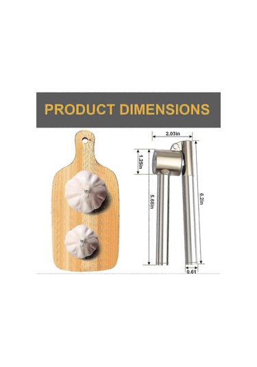 304 Paslanmaz Çelik Ağır Hizmet Tipi Sarımsak Presi, Kolay Sıkma Ve Temizleme, Paslanmaz 1 Adet Siyah