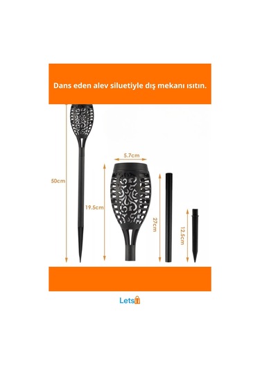 Güneş Enerjili Su Geçirmez Alev Efektli Bahçe Lambası Çok Renkli