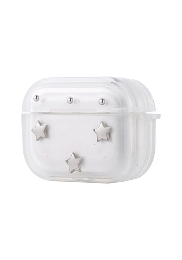 Airpods Uyumlu  Pro 2 Zore Airbag 44 Airbag Tasarımlı Simli Şeffaf Kutup Kılıf Yıldız