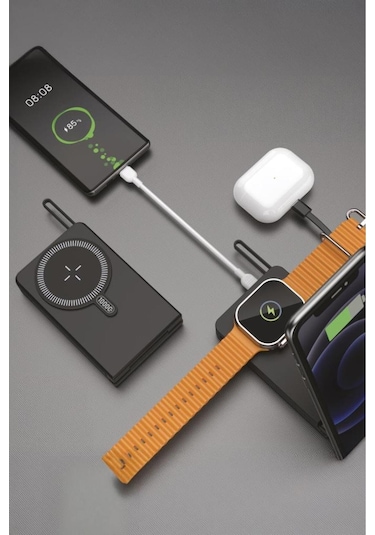 1019 10000 Mah Magsafe Kablosuz Type-c 22,5 W Hızlı Şarj Powerbank Siyah