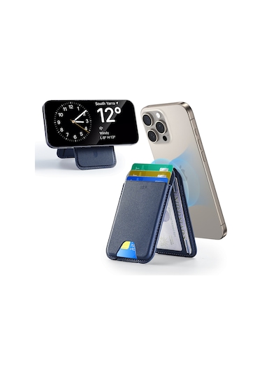 Halolock Vegan Leather Wallet Stand 5 Kartlık , Dark Blue Lacivert