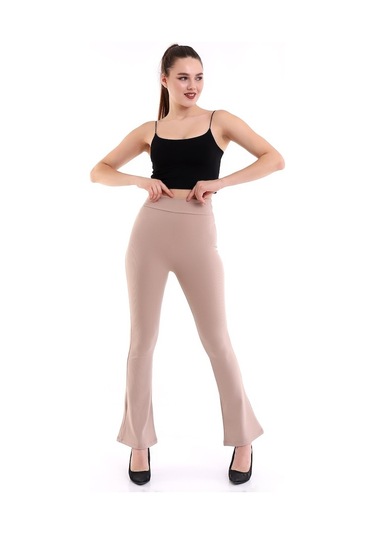 Kadın Bej Yüksek Bel Fitilli Dayanıklı Örme Kumaş Toparlayıcı IspBej