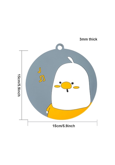 Konesam Küçük Kaliteli Tavuk Desenli 15cm Silikon Isı Yalıtımcı Tabak Altlığı Mutfak Masa Koruyucu Açık Gri