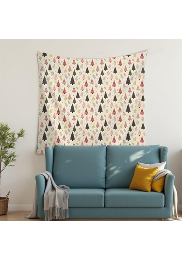 50x50 İnç Noel Temalı Kare Duvar Halısı, Oturma Odası, Yatak Odası Ve Genç Odası Dekoru İçin