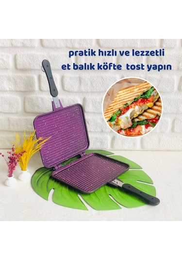 Meşeler Granit Döküm El Tost ve Çok Amaçlı Grill Tava 26 CM Siyah