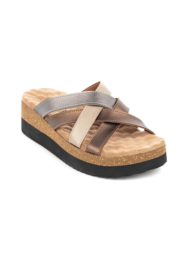 Muya Sorriso Anatomik Taban Topuk Dikeni Kadın Terlik Bronz