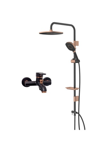 Armour Armatür Banyo Bataryası Ve Duş Seti Siyah Rose Siyah
