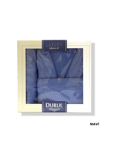 Durul Jakarlı Kadife Bornoz Seti - 3 Parça