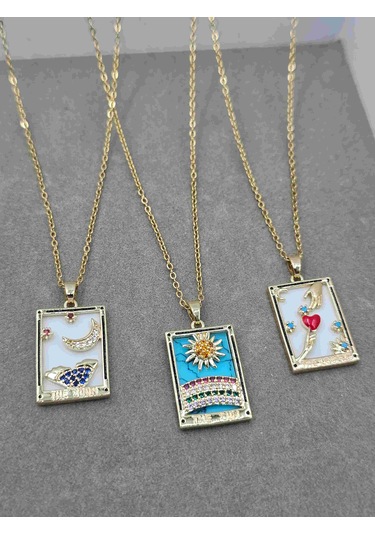 The Sun Tarot Kartı Çelik Kolye Altın