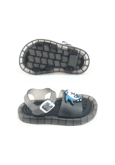 Gezer Erkek Çocuk Yazlık Airblow Bilekten Tokalı Ayarlanabilir Rahat Işıklı Taban Günlük Sandalet Siyah