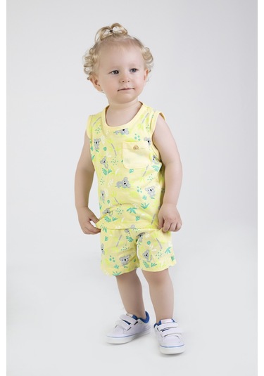 Erkek Çocuk Sevimli Desen Kolsuz Atlet Basic Şortlu Alt Üst Takım 001