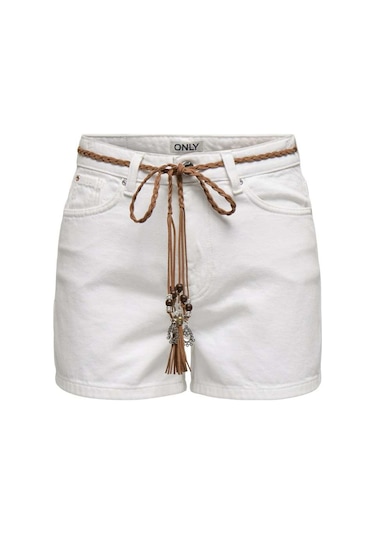 Only Onlkelly % 100 Pamuk Regular Fit Yüksek Bel Kot Short Bayan Short 15221469 Ekru