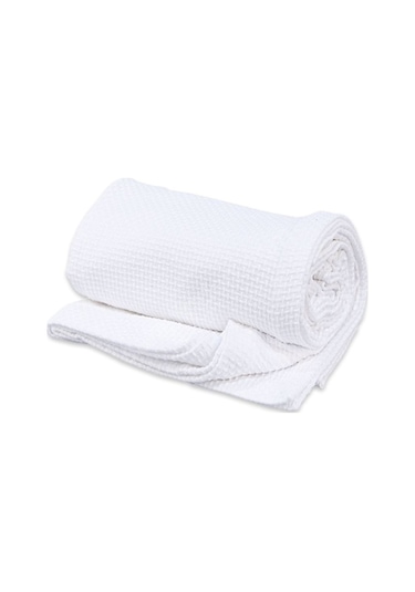 Beyaz Tek Kişilik Otel Tipi %100 Pamuk Koton Pike Örtüsü 160 220