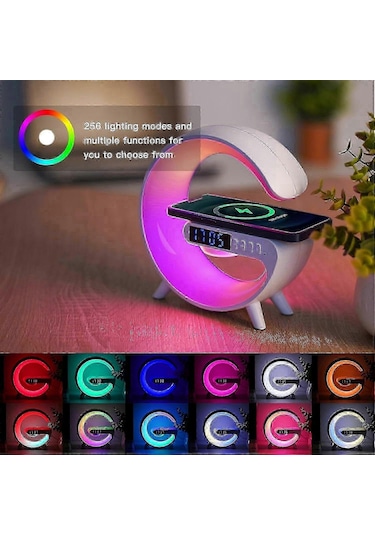 Akıllı Masa Lambası, Kablosuz Şarjlı Ruh Hali Lambası, G Şeklinde Led Kablosuz Masa Lambası Bluetooth Hoparlör, Kısılabilir Gece Lambası, Komodin Lambası Çalar Saat Usb Diğer