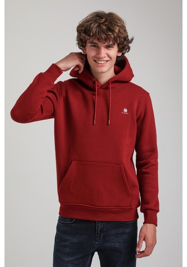 Kapüşonlu Bordo Slim Fit Hoodie 23fwm64069 Bordo