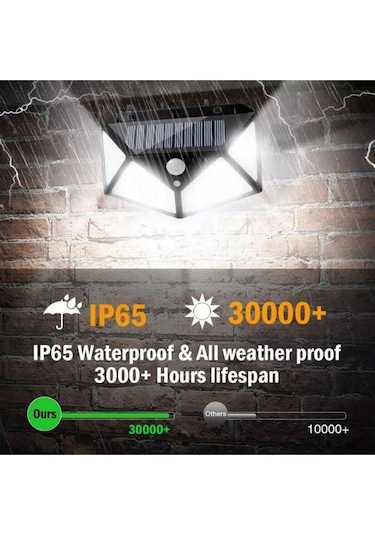 Sge Teknoloji Siyah Solar Güneş Enerjili Hareket Sensörlü 4 Taraflı Bahçe Garaj Ev Aydınlatma Lambası