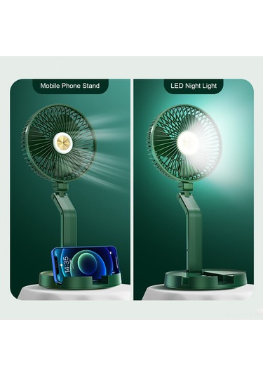 Symbee Beyaz 5200mah Usb Şarjlı Katlanabilir Led Lamba Fanı, 3 Hızlı Rüzgar, Telefon Tutucu, Dikey-yatay Dönebilen Ev/seyahat Fani