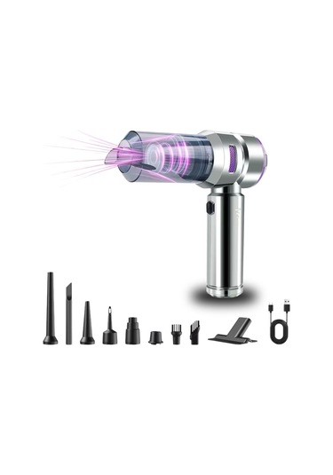 Buffer 9 Farklı Uçlu Kablosuz Şarjlı Araç İçi Süpürge Wireless Destekli, Güçlü Emiş, Taşınabilir Pratik Araç Temizley