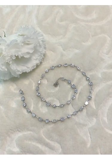 Canka Taşlı İthal Choker Tasma Gümüş Kolye