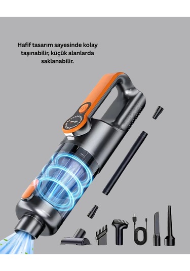 Kompakt Şarjlı El Süpürgesi Kuru Ve Sıvı Temizlik 5 Aparatlı