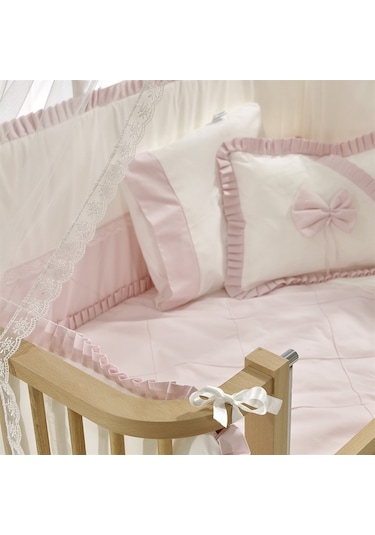Meltem Kids Bambino Sallanır Ahşap Anne Yanı Beşik 70x110 cm (naturel-pembe) Pembe