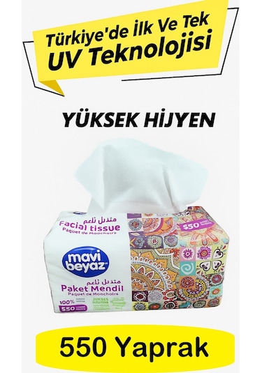 Mavi Beyaz Pratik Paket Çek Kullan Mendil - Peçete 6x550 Yaprak