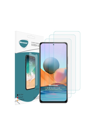 Microsonic Xiaomi Redmi Note 10 Pro Screen Protector Nano Glass Cam Ekran Koruyucu 3'lü Paket
