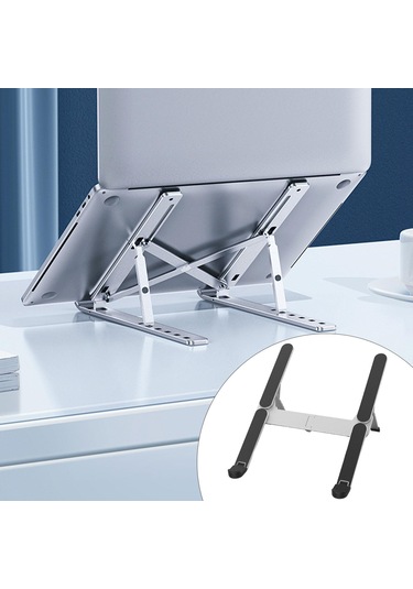 Homyl Dizüstü Bilgisayar Yükseltici Katlanır Gümüş