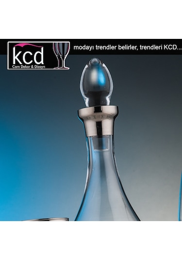 Kcd Soprano Platin Dekor Yaldızlı Desenli Kapaklı Cam Şişe Sürahi