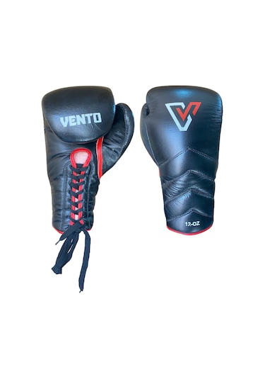 Vento Reaper Bağcıklı Hakiki Deri Boks Ve Kick Boks Eldiveni Siyah Siyah