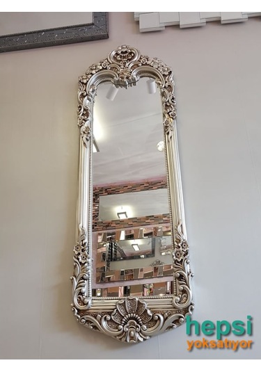 Klasik Model Gümüş Renk Varaklı Boy Aynası Gümüş