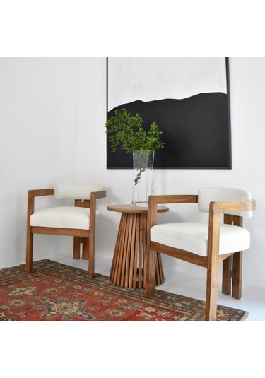 Narvik İskandinav Still T Model Ahşap Sandalye Ceviz - Krem