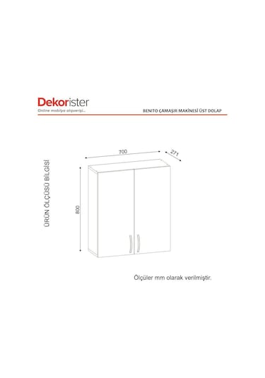 Dekorister Benito Çamaşır Makinesi Üst Dolabı Beyaz Çok Renkli