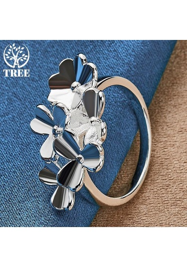 925 Ayar Gümüş Çiçek Yüzük Takı