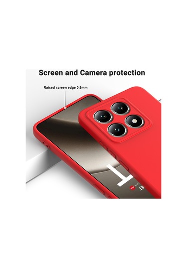 Xiaomi 14t İçin Düz Renk Sıvı Silikon Damlamaz Tam Kapsama Telefon Kılıfı Kırmızı