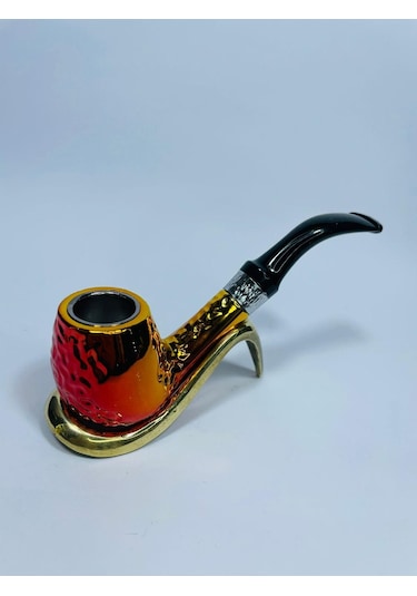Alcan Fosforlu Sarı Damalı Filitreli Pipo //12cm