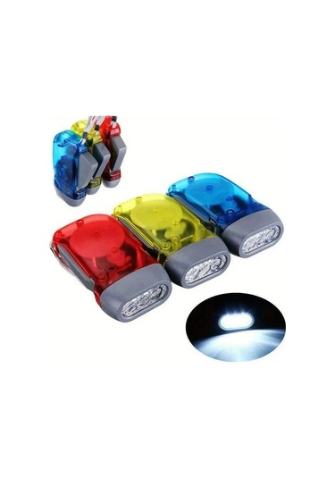 Chuangyinshop Sarı 3 Led Kollu Dinamo Fener - Pil Dahili Su Geçirmez Kamp Çadırı Aydınlatma Sarı