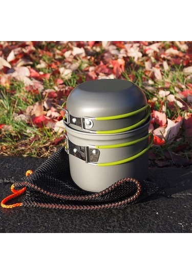 Createtech Yürüyüş W Tencere Tava Sobası Sırt Çantası Braketi Açık 3000 İr Kampçılar İçin Seyahat Pişirme Seti Gümüş