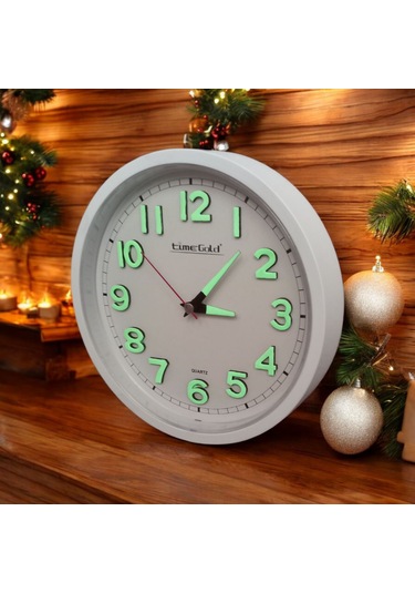 Fosforlu 3d Kabartma Rakam Mini Küçük Duvar Saati Çap 22 Cm Beyaz
