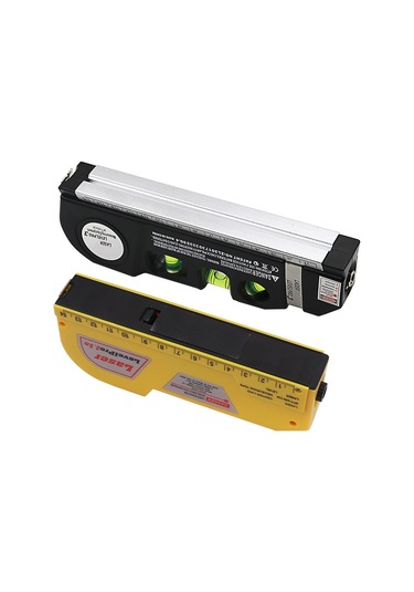 Hangfox 4'lü 1 Ev Dekorasyon Ölçüm Aleti: Lazer Seviye, Şerit Metre Ve Kızılötesi İle Kompakt Tasarım Sarı, Pil Yok