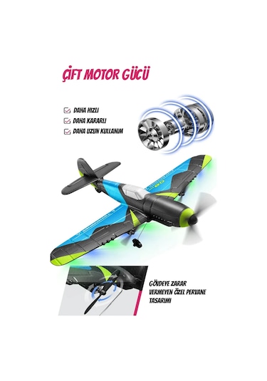 Epp Sünger Gövde 2.4ghz Çift Motorlu Rc Uçak Drone Uzaktan Kumandalı Glider Uçak Drone