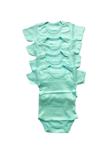 Salarticaret Bebek 4'Lü Yarım Kollu Çıtçıtlı %100 Pamuklu Body Zıbın-Su Yeşili Mint Yeşili