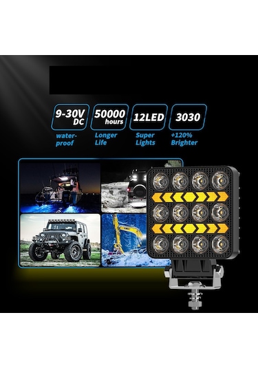 Off Road Çalışma Lambası Ve Sis Farı 4 İnç Selamlamalı Çakar İkaz Gündüz Led Drl 2 Mod 12/24 V