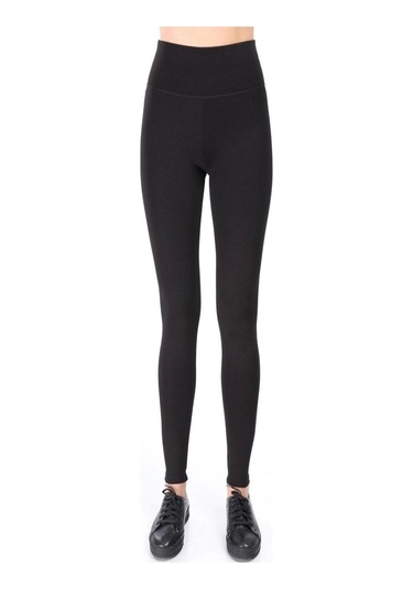 Incebelli Kadın Siyah Geniş Kemerli Çelik Örme Taytsiyahm Siyah