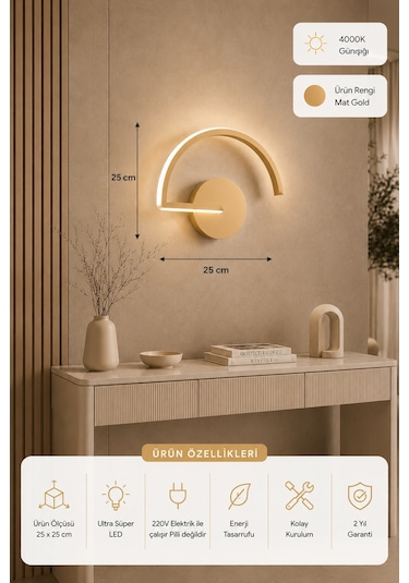 Mori Modern Led Duvar Apliği Günışığı Eskitme