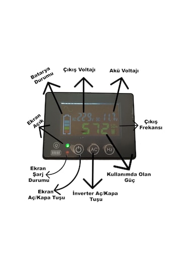 1000 Watt 12 Volt Tam Sinüs Ups Bluetooth Ekranlı İnverter