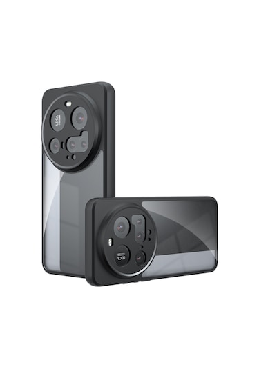 Noktaks - Xiaomi Uyumlu Xiaomi Mi 15 Ultra - Kılıf Kamera Korumalı Şeffaf Arka Yüzey New Roll Kapak T38267 Siyah