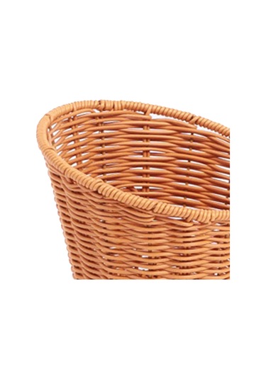 Homyl Dokuma Yuvarlak Sepet Atıştırmalıkları Tepsisi 13.5x10.5x8cm Kahverengi